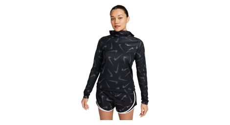 Sudadera con capucha nike dri-fit swoosh print pacer mujer negra