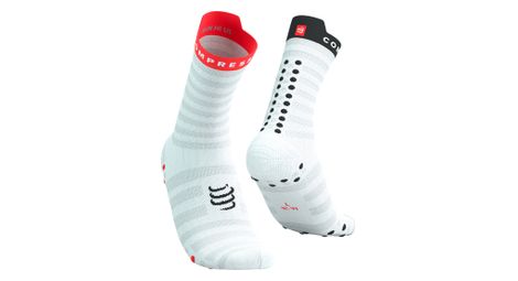 Chaussettes compressport pro racing v4.0 ultralight run high blanc/rouge/noir