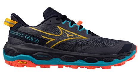 mizuno wave mujin 11 men s trail shoes grey blue orange
