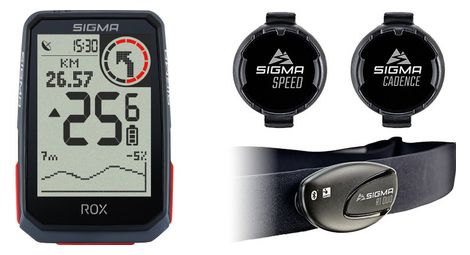 Compteur gps sigma rox 4.0 pack cadence vitesse cardio noir