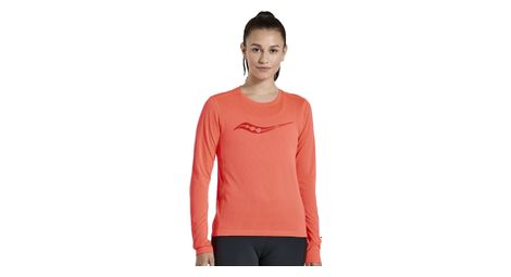 Maillot manches longues saucony stopwatch graphic run rouge femme