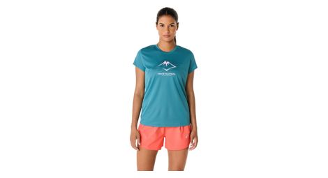 Maglia a maniche corte asics fujitrail logo blue donna