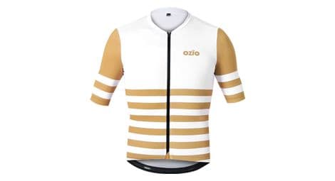 Ozio maillot cycliste manches courtes locman blanc ocre (coupe ajustée)