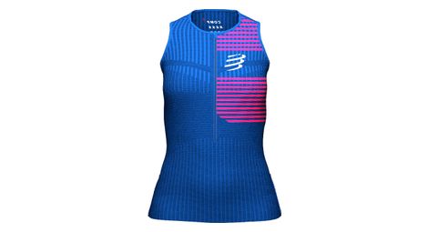 Maglia senza maniche compressport tri postural - donna blu / rosa