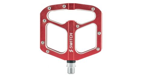 Pedale vtt descente - bmx switch gap rouge alu filetage 9-16 avec picots argent (paire)