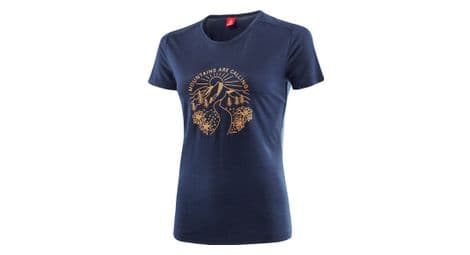 Loeffler t-shirt pour dames printshirt mountains merino - tencel ™ bleu foncé