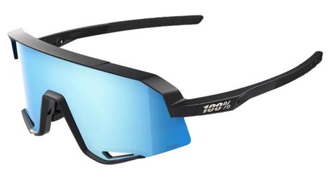 100% slendale matte black sunglasses - hiper blue mirror lenses