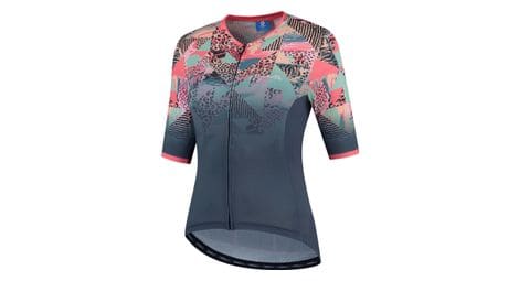 Maillot manches courtes velo rogelli animal - femme - bleu/corail