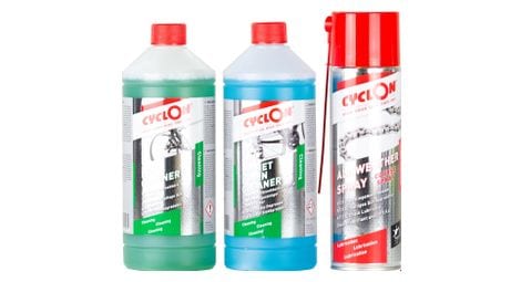 Kit d'entretien vélo bike cleaner 1l + chain cleaner 1l + course spray 500ml