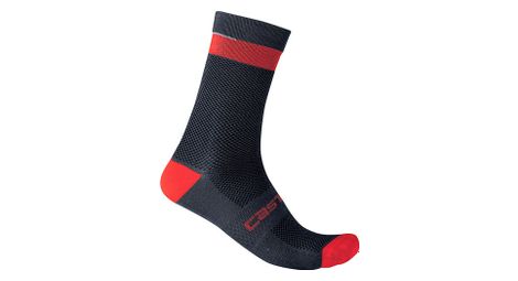Paire de chaussettes castelli alpha 18 bleu fonce rouge