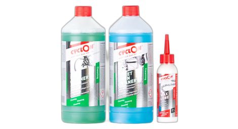 Kit d'entretien vélo bike cleaner 1l + bionet chain cleaner 1l + wax lube 125ml