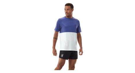 Camiseta de manga corta Compressport Performance azul/blanca para hombre