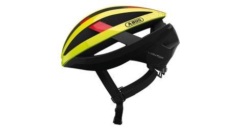 Casco abus viantor amarillo neón rojo