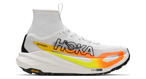 Chaussures Trail Hoka Tecton X 4 Blanc/Orange Homme