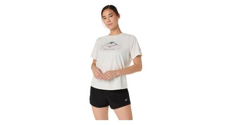 Maillot Manches Courtes Asics Fujitrail Logo Blanc Femme