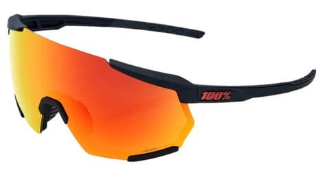100% racetrap 3.0 goggles - soft tact black - hiper red multilayer lenses