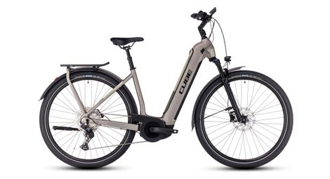 Vélo de ville électrique cube kathmandu hybrid pro 750 easy entry shimano deore 11v 750 wh 700 mm beige gris flash stone 2024