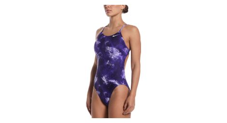 Nike Swim Team Olympics Print Cutout Badeanzug für Damen, violett