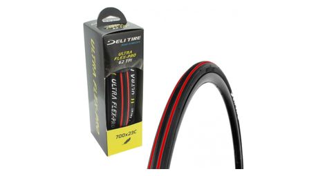 Pneu 700 x 23c  deli route noir bande rouge tringle souple