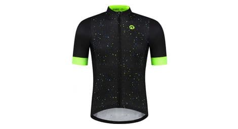 Maillot manches courtes velo rogelli terrazzo - homme - noir/bleu/fluor