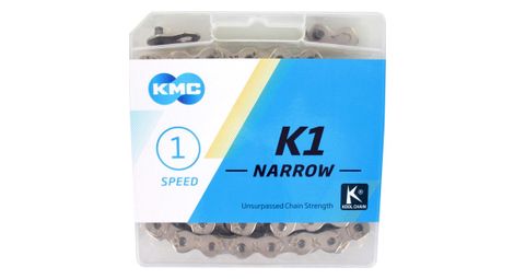 Kmc k1 3/32 narrow silver cadena de bicicleta de 100 eslabones