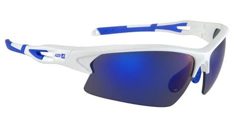 AZR Huez White Glasses - Blue Mirror Lenses