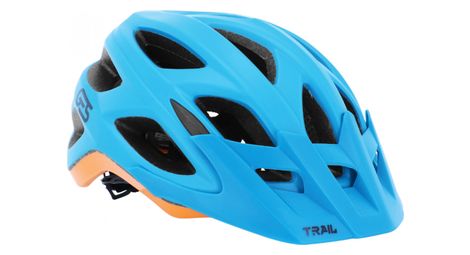 Casque velo adulte ges vtt trail bleu-orange taille 54-58 avec visiere et system quick lock fixation fidlock (vendu en boite)