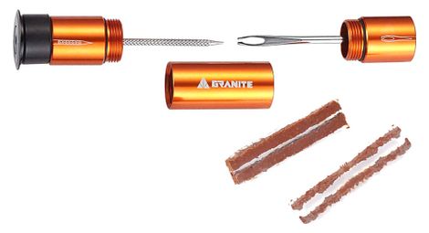 Kit de réparation tubeless granite design stash outils + 4 mèches orange