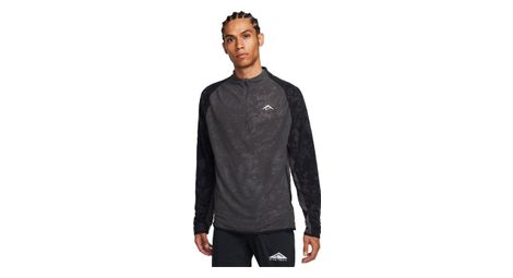 Haut thermique 1 2 zip nike dri fit trail gris noir