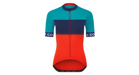 Maillot manches courtes femme le col sport bleu rouge