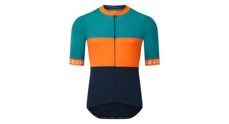 Maglia le col sport a manica corta blu/arancione s