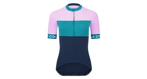 Maillot manches courtes femme le col sport bleu rose