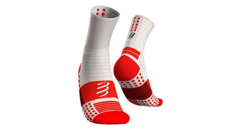 Par de calcetines compressport pro marathon blanco / rojo 35-38