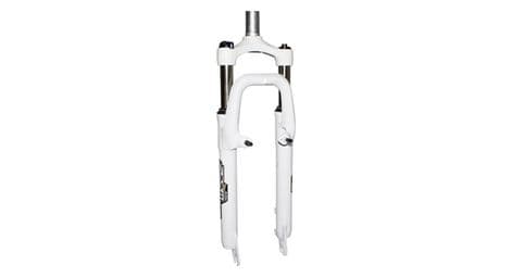 Fourche vtt 26   zoom 386mlo a ressort blanc reglable-blocable deb. 60mm pivot lisse 285mm 11-8-28,6 exterieur compatible v-brake-disc