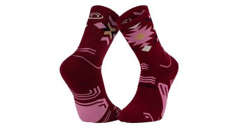 Chaussettes bv sport trek double gr haute lyocell aztec bordeaux