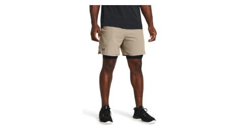 Pantalones cortos under armour vanish woven beige hombre 2 en 1