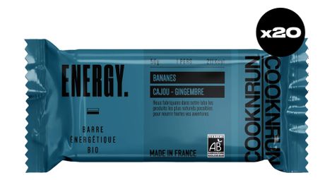 Barres énergétiques bio | bananes, noix de cajou et gingembre x20