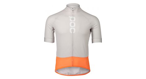 Maillot manches courtes poc essential road logo gris orange