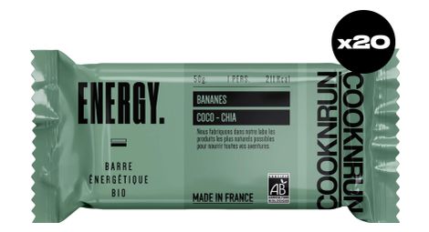 Barres énergétiques bio | Bananes, Noix de coco et Chia x20