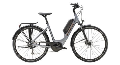 Vélo de ville électrique trek verve+ 1 lowstep dt shimano tourney/altus 8v 500 wh gris 2023