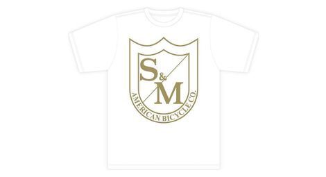 S und m big shield weiß / khaki t-shirt