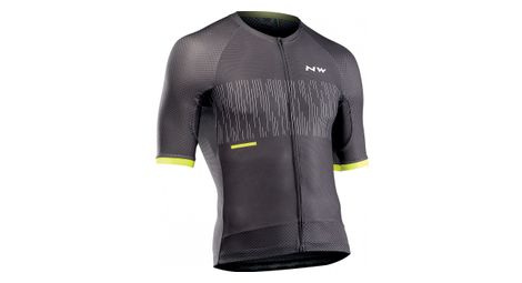 Maillot manches courtes northwave storm air jersey gris fonce jaune fluo