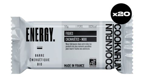 Barres énergétiques bio | Figues, Noix, Cacahuètes et Fleur de Sel x20