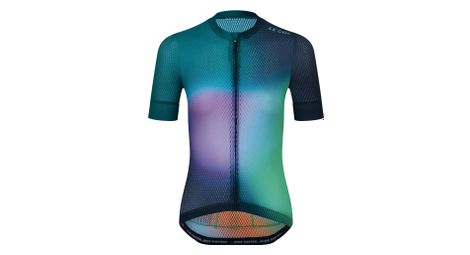 Le col pro air blauw/groen damestrui met korte mouwen