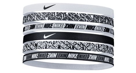 Nike printed mini headband (x6) negro blanco unisex