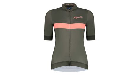 Maillot Manches Courtes Velo Rogelli Prime - Femme - Vert/Corail
