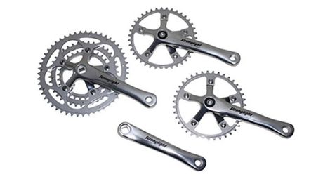 Pedalier route 8 9v impact tandem argent 170mm 51 39 30 kit avant arriere axe carre 115mm