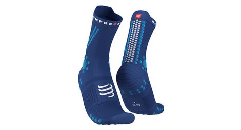 Paire de chaussettes compressport pro racing socks v4 0 trail bleu