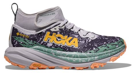 hoka speedgoat 6 mid gtx grey green orange women s trail shoes
