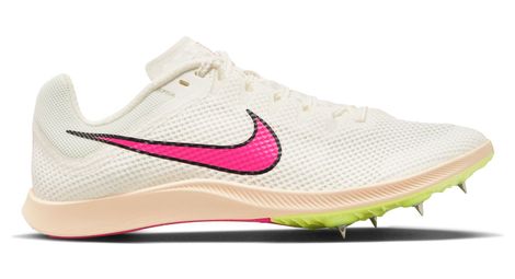 Nike zoom rival distance unisex track & field shoes white pink yellow